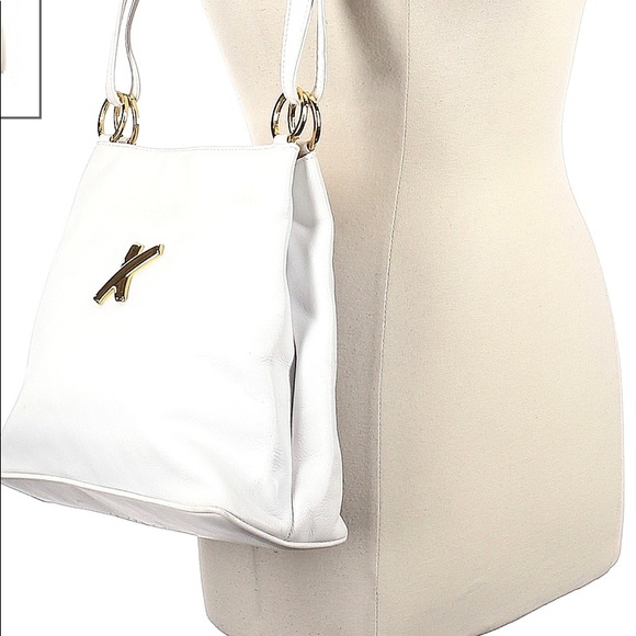 Women Vintage Leather White Crossbody Purse By Paloma Picasso/Women Designer Bag - Picture 2 of 11